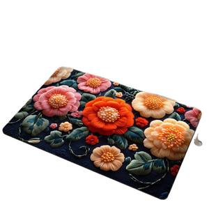 Alfombra de Baño Rectangular de Terciopelo Cristalino con Diseño Floral, Antideslizante, de Fibra de Poliéster, Estilo Americano, para Entrada de Casa, Resistente a las Manchas y al Desgaste - Product Image 2