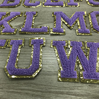 Patch en chenille violet brodé découpé au laser, petite taille, avec lettres, pour uniforme