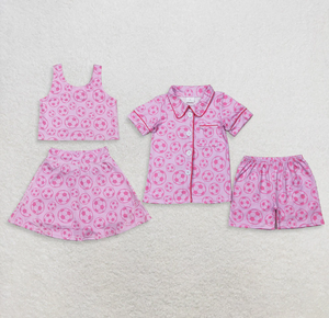 Conjunto de Ropa Deportiva para Niñas Hermanas: Falda de Fútbol, Pantalones Cortos de Yoga, Pijama de Equipo con Botones - Product Image 1