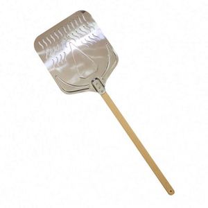 Factory Custom Stainless Steel 7 8 9 Inch Perforated Pizza Spatula With Long Wooden Handle Pizza Peel Shovel Pizza Tools - Product Image 1