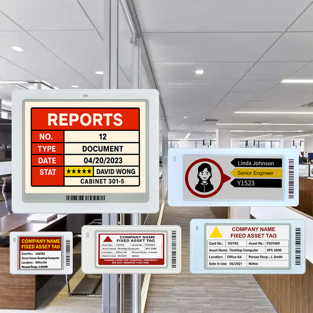 Office Electronic Employee Digital Work Badge E Ink No Battery Nfc Display Name Plate Esl Electronic Name Tag With Android App