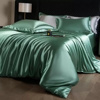 Parure de lit de luxe moderne en polyester tissé, couleurs unies, ensemble draps et housse de couette, 300 fils/cm², toutes saisons