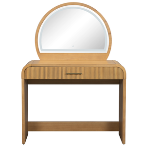 Modern Vanity Table with Touch Screen Lighted Mirror MDF Panel <b>Dressing</b> Table with Drawer for Bedroom Hotel & Living Room - Product Image 3