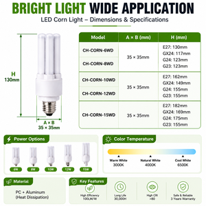 LED Maiskolbenlampe G24 GX24 G23 E26 E27 SMD2835 PC-Material Flimmerfrei 6-15W Energiesparlampe 3 Jahre Garantie - Product Image 6