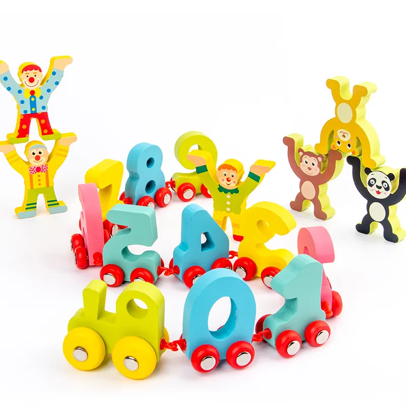 Hot Sale 2023 New Design Educational Kindergarten Wooden Set Slot Toys Train Educational Wooden Toy Block Train
