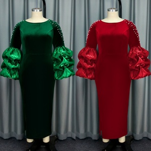 Woman Luxury Velvet <strong>Prom</strong> Dinner Dress Velvet Bodycon Plus Size Femme Robe for Xmas Birthday - Product Image 4