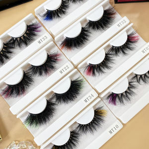 Nouvel arrivage de cils de vison 3D dramatiques de 25mm de Long, colorés à la main, vrais cils de vison épais et duveteux - Product Image 4