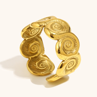 Dingran Edelstahl vergoldet Spiral muster Breitband ring, mutiger Statement-Schmuck für trend igen Stil