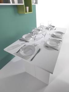 Juego de mesa de comedor de alta calidad, mesa moderna y ajustable con diseños italianos y blancos, con estante - Product Image 4