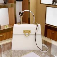 Tas Tangan Kulit Putih Mewah Elegan dengan Tutup Lipat, Pegangan Atas, dan Tali Selempang Lepas Pasang untuk Pernikahan, Aktivitas Sehari-hari, dan Perjalanan.