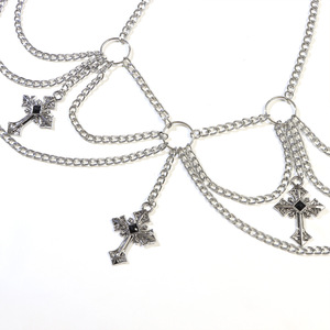 European American Style Metal <b>Cross</b> Pendant Waist <b>Chain</b> Multi Layered Body <b>Chain</b> For Daily Wear Zinc Alloy Fashion Accessory - Product Image 4