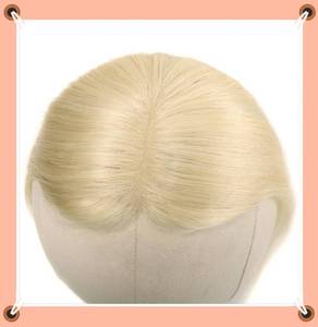 Topper per <span class=keywords><strong>capelli</strong></span> Remy invisibili da <span class=keywords><strong>donna</strong></span>, grado 1, in seta naturale brasiliana intrecciata a mano, base in seta da 28 mm, per perdita di volume lieve, con frangia. - Product Image 4