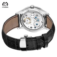 Montre tendance personnalisée, nouveau design, OEM, montre squelette automatique en cuir lumineux pour hommes