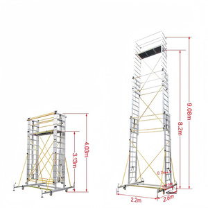 Échelle escabeau professionnelle multifonction en aluminium, pliable, industrielle, extensible, roulante, élévateur industriel - Product Image 1