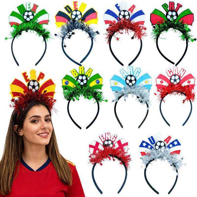 Football Fans Headband National Country Flag Soccer Tinsel Head Boppers Cheer Props for Sports Party