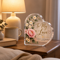 Plaque en acrylique personnalisée en forme de cœur, panneau de bureau en acrylique, décoration de table pour la maison, cadeau de Noël ou de mariage