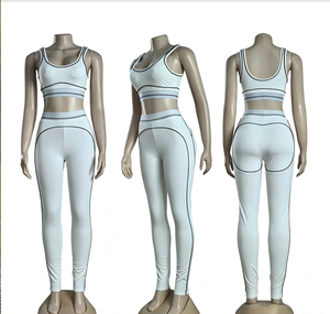 Y0998 Conjunto de 2 Piezas de Moda: Chaleco Deportivo sin Mangas de 9 Colores y <span class=keywords><strong>Pantalones</strong></span> de Cintura Alta con Efecto Levanta Glúteos, Venta al Por Mayor - Product Image 3