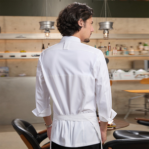 Tops DE TRABAJO DE Chef de gama alta para hombre, Sarga de manga larga con cremallera para restaurante occidental, catering, panadería, restaurante, Bar, uniformes - Product Image 5