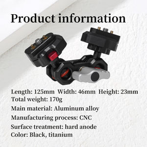 Adaptateur de plaque de dégagement rapide à double tête sphérique <span class=keywords><strong>Bras</strong></span> magique <span class=keywords><strong>articulé</strong></span> Vis de 1/4 pouces <span class=keywords><strong>Bras</strong></span> magique universel Métal <span class=keywords><strong>Micro</strong></span> SLR Camera - Product Image 6