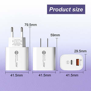 Hot 20W USB C Cargador EE. UU. Adaptador de cargador de enchufe de la UE QC3.0 Adaptador de carga de viaje de carga rápida para iPhone 15 14 13 12 11 - Product Image 2