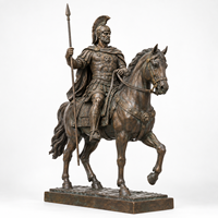 Statue de soldat romain antique classique grandeur nature en bronze, soldat chevauchant un cheval, pour l'extérieur