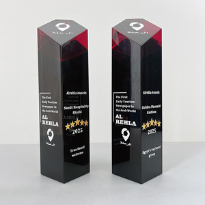 Diamante rojo ámbar creativo con trofeo de cristal negro - Product Image 6