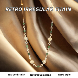 Collar de Cuentas Geométricas Irregulares Novedoso, Estilo Europeo Americano, Chapado en Oro de 18K, Vintage, para Mujer, Regalo Compacto - Product Image 2