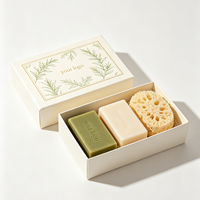 Coffret cadeau de savon artisanal haut de gamme, emballage en boîte rigide en papier à deux pièces avec logo personnalisé et finition de surface luxueuse
