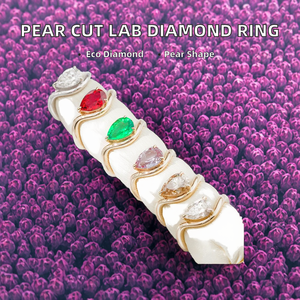 แหวนหมั้นเพชรเม็ดลูกแพร์สำหรับผู้หญิงขนาด9K 10K 14K 18K ได้รับการรับรองด้านข้างจากธรรมชาติจาก1.0CT - Product Image 2