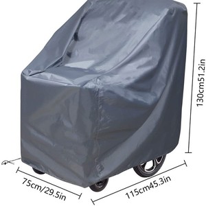 Housse anti-poussière pour fauteuil roulant, housse de protection pour fauteuils roulants électriques, utilisation en extérieur, gris foncé, fibre de polyester - Product Image 2