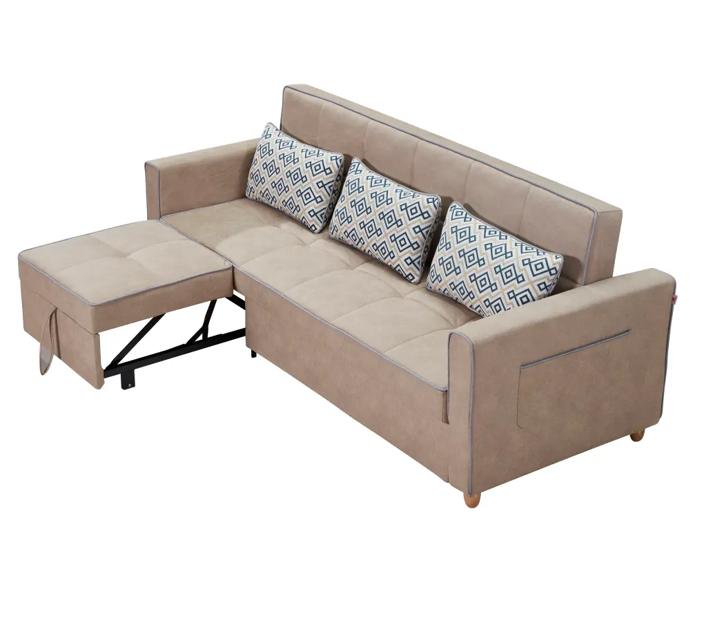 L Hình Dạng Tay Vịn Vải Sofa Giường Chức Năng Kim Loại Sofa Kiêm Giường Tiết Kiệm Không Gian Khách Sạn Thêm Giường Sofa