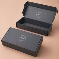 Boîte d'emballage personnalisée, noir mat, argenté, texturé, gaufré, en carton ondulé, pour bijoux de luxe, expédition de cadeaux
