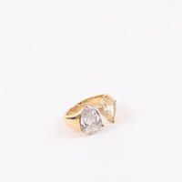 Grande bague ajustable en cristal goutte d'eau double, élégante et luxueuse, accessoire de mariée, pour usage quotidien, bagues de mode