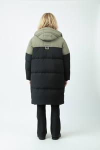 Áo khoác phao dài unisex, tay dài, may chần bông, áo khoác mùa đông có mũ trùm đầu - Product Image 6