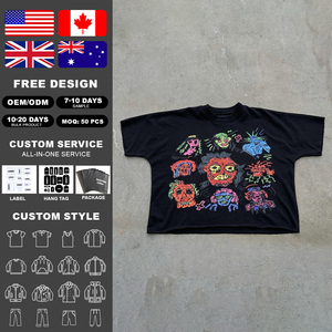 Camiseta Corta Oversize de Alta Calidad Estilo Urbano, 300GSM, Algodón Pesado, Diseño Gráfico Vintage, Camiseta Boxy Personalizada para Hombre - Product Image 2