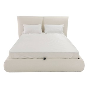 Letto matrimoniale imbottito Yunar 180x200 con base a doghe e spazio contenitore beige - Product Image 6