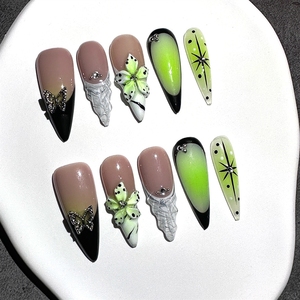 <span class=keywords><strong>Uñas</strong></span> Postizas Acrílicas de Lujo <span class=keywords><strong>Color</strong></span> <span class=keywords><strong>Verde</strong></span> Neón, Hechas a Mano, de Alta Calidad, al por Mayor - Product Image 2