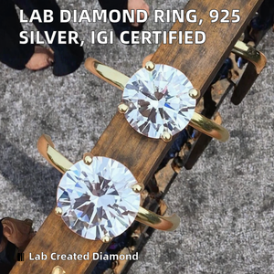 Anillo de Compromiso de Plata de Ley 925 con Baño de Rodio y Diamante Cultivado en Laboratorio, Corte Clásico, Certificado IGI, 0.5ct 1ct 2ct, ZuanFo - Product Image 2