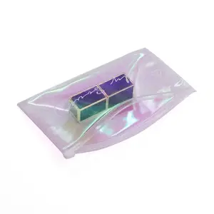 Popular design PVC zipper bag holographic custom zip lock pouch for clothing packaging