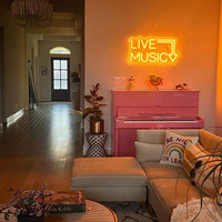 Enseigne néon LED murale en forme de microphone pour diffusion en direct, studio d'enregistrement et décoration de salle de streaming et de podcast