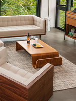 Grande table basse en bois courbée, style minimaliste moderne, table à thé à profil bas, meubles de salon fabriqués en Chine