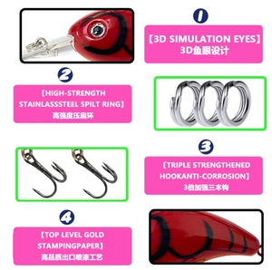 NEWMAJOR <span class=keywords><strong>Esca</strong></span> Artificiale Galleggiante 43mm 5g, <span class=keywords><strong>Esca</strong></span> a Manovella per <span class=keywords><strong>Pesca</strong></span> in Acqua Dolce, Pesce Persico, Pesce Mandarino, <span class=keywords><strong>Esca</strong></span> per <span class=keywords><strong>Pesca</strong></span> in Mare - Product Image 4