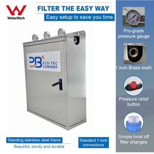 Système <span class=keywords><strong>de</strong></span> filtration d'<span class=keywords><strong>eau</strong></span> pour toute la maison WM 3 étapes avec couvercle en acier inoxydable 304, 4,5x20 pouces, avec cartouches filtrantes PP+UDF+CTO et port d'entrée/sortie <span class=keywords><strong>de</strong></span> 1 pouce - Product Image 2