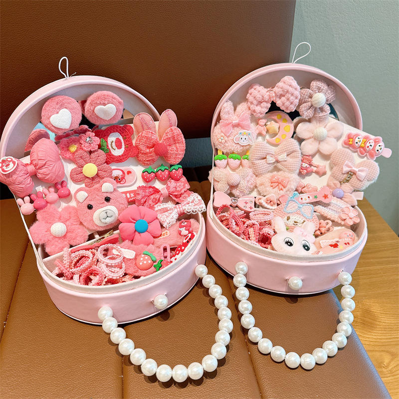 Children's Hair Accessories Girls Hair Clip Set Gift Box Little Girls Hair Card Princess Head String Leather Band Jewelry Box