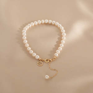 Brazalete de Perlas de Agua Dulce para Mujer WENCHI, 400g, Regalo Natural, Elegante Pulsera de Perlas - Product Image 3