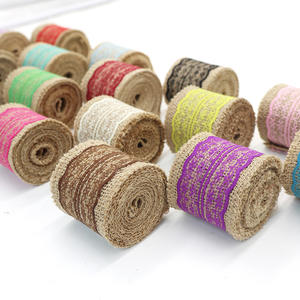 <span class=keywords><strong>Ruban</strong></span> en jute de 6 cm de large, 2 m/rouleau, pour nœuds papillon de mariage, emballage de fleurs DIY, vente en gros d'usine - Product Image 1