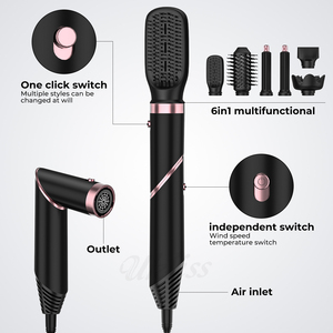 Sèche-cheveux brosse multi-style pliable puissant et silencieux 1000W 6-en-1 avec revêtement céramique, séchage rapide, coiffures époustouflantes, hôtels en plein air - Product Image 6