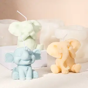 Moule en silicone pour bougie en plâtre résine forme éléphant animal 3D DIY vente en gros