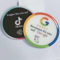 CLF CLF-C251211001 Etiqueta RFID Reutilizable de Epoxi/Acrílico ISO 80x80mm, Tarjeta de PVC con Chip NTAG215, Mini Código QR NFC, 13.56MHz, Resistente al Agua, Control de Acceso