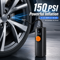 Cordless Tyre Inflator with Accessory Storage 150 PSI Smart Portable Air Pump Wireless 7.2V Electric Car Inflator for Auto Motor